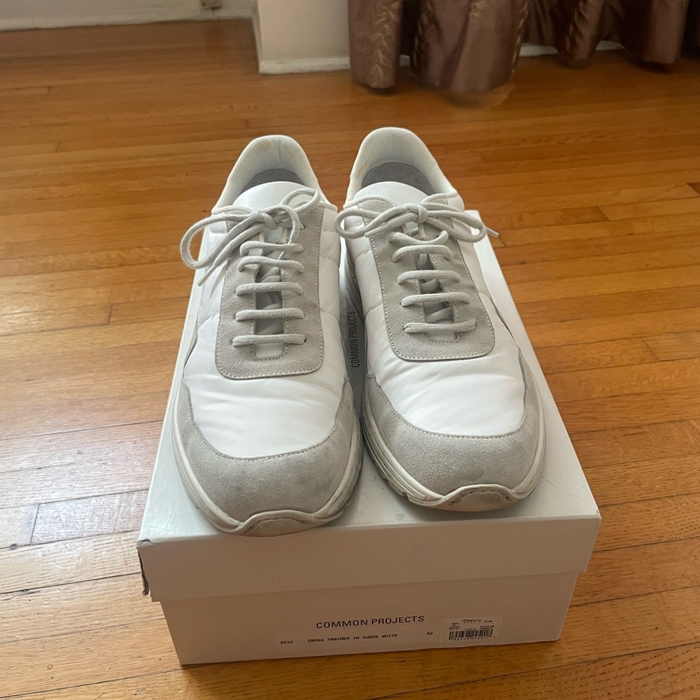 Common Projects Men's White and Light Gray Sneakers